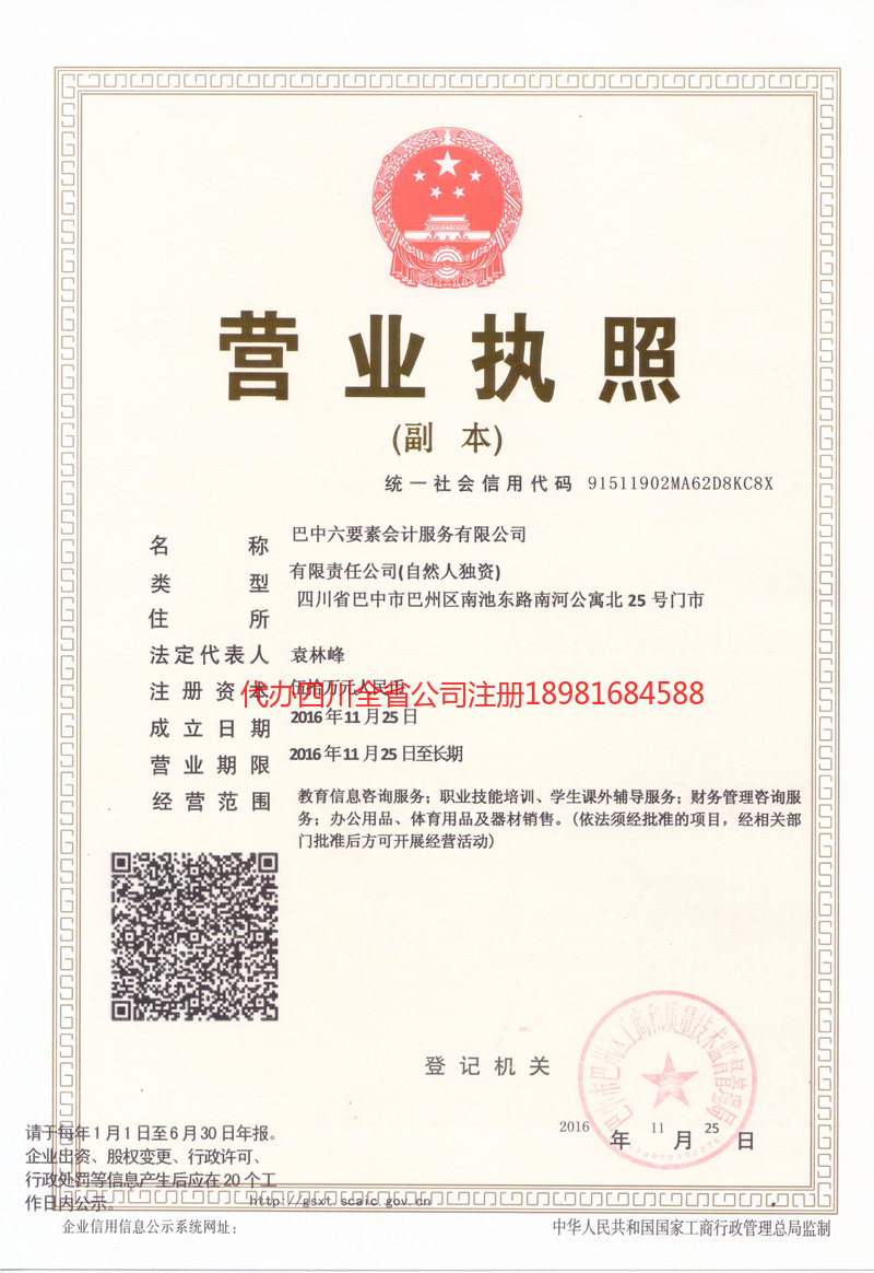 高坪高坪六要素会计服务有限公司